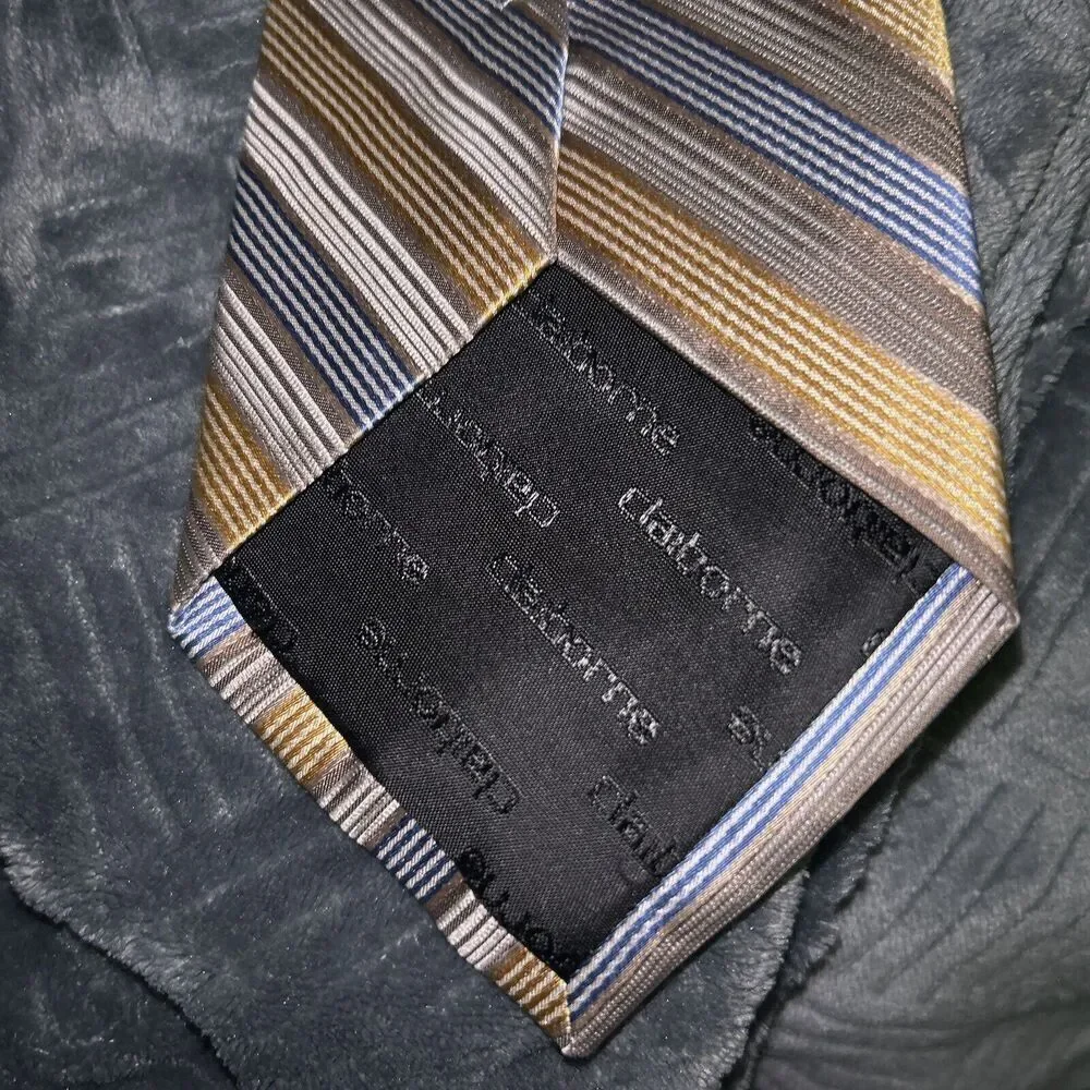 Claiborne Silk Tie Gold Blue Striped
